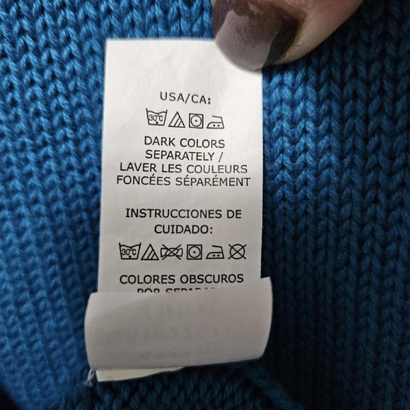 Chaps Ralph Lauren Sweater Mens XLT V-Neck Pullover Cotton Knit Turquoise - Picture 7 of 8